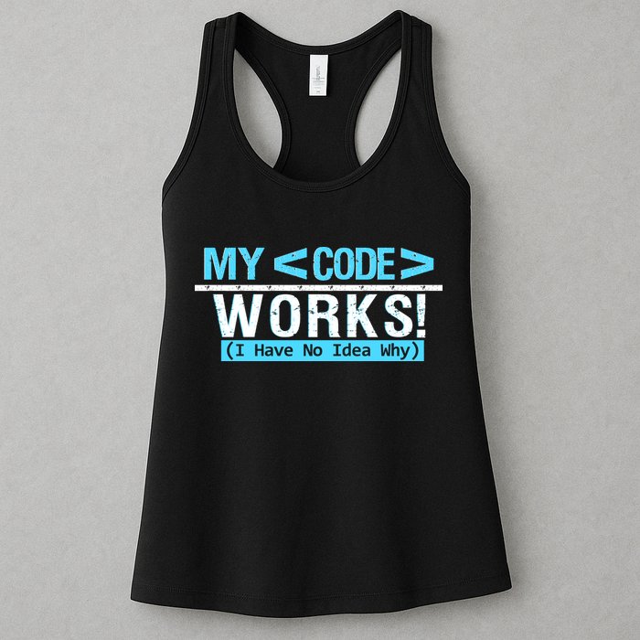 Funny Coder My Code Works I Have No Idea Why Womens Tank Top