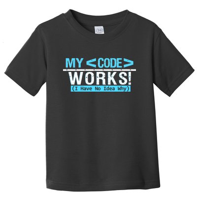 Funny Coder My Code Works I Have No Idea Why Toddler T-Shirt