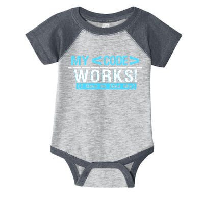 Funny Coder My Code Works I Have No Idea Why Infant Baby Jersey Bodysuit