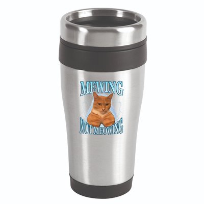 Funny Cat Meme Mewing Looksmax Meowing Cat Trend 16oz Travel Tumbler