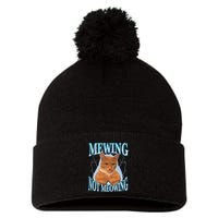 Funny Cat Meme Mewing Looksmax Meowing Cat Trend Pom Pom 12in Knit Beanie