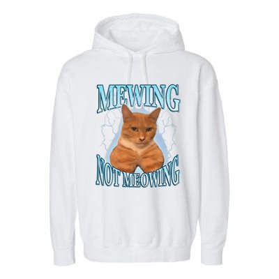 Funny Cat Meme Mewing Looksmax Meowing Cat Trend Garment-Dyed Fleece Hoodie