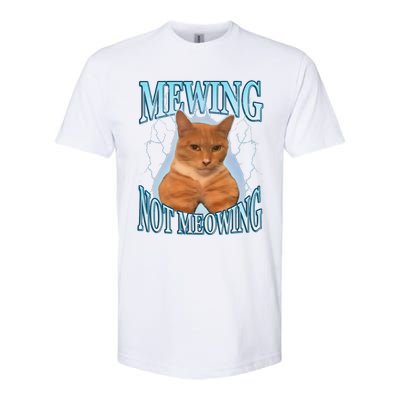 Funny Cat Meme Mewing Looksmax Meowing Cat Trend Softstyle CVC T-Shirt