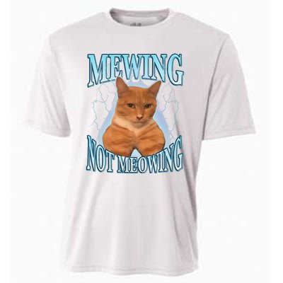 Funny Cat Meme Mewing Looksmax Meowing Cat Trend Cooling Performance Crew T-Shirt