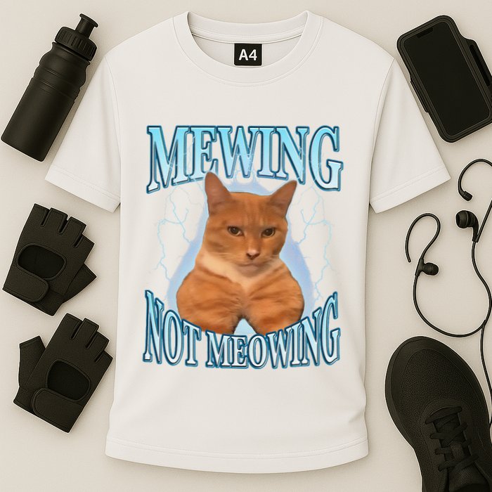 Funny Cat Meme Mewing Looksmax Meowing Cat Trend Performance Shirt