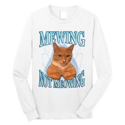 Funny Cat Meme Mewing Looksmax Meowing Cat Trend Long Sleeve Shirt