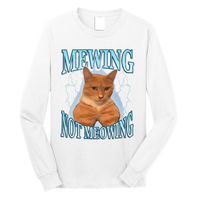 Funny Cat Meme Mewing Looksmax Meowing Cat Trend Long Sleeve Shirt