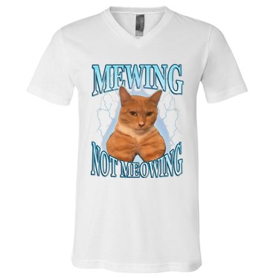 Funny Cat Meme Mewing Looksmax Meowing Cat Trend V-Neck T-Shirt