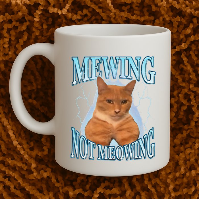 Funny Cat Meme Mewing Looksmax Meowing Cat Trend Mug
