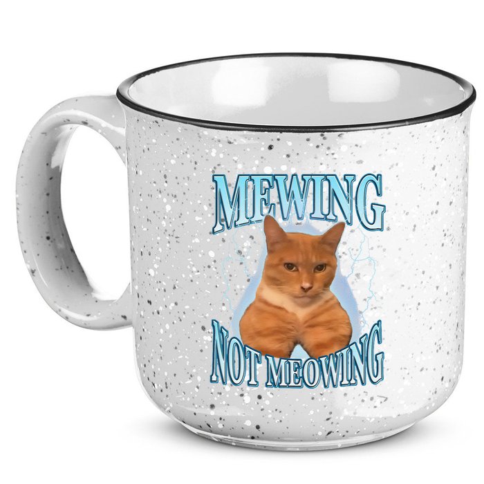 Funny Cat Meme Mewing Looksmax Meowing Cat Trend 15oz Campfire Ceramic Mug