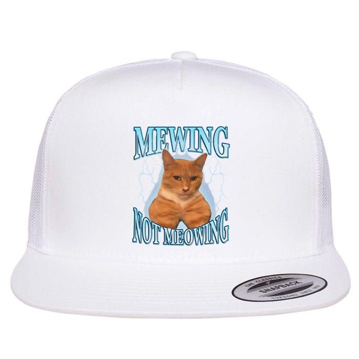 Funny Cat Meme Mewing Looksmax Meowing Cat Trend Flat Bill Trucker Hat