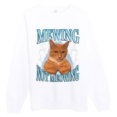 Funny Cat Meme Mewing Looksmax Meowing Cat Trend Premium Crewneck Sweatshirt