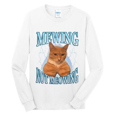 Funny Cat Meme Mewing Looksmax Meowing Cat Trend Tall Long Sleeve T-Shirt