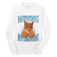 Funny Cat Meme Mewing Looksmax Meowing Cat Trend Tall Long Sleeve T-Shirt