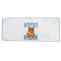 Funny Cat Meme Mewing Looksmax Meowing Cat Trend Large Microfiber Waffle Golf Towel