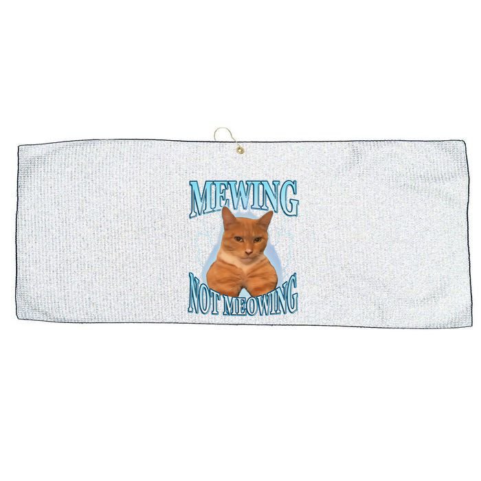 Funny Cat Meme Mewing Looksmax Meowing Cat Trend Large Microfiber Waffle Golf Towel