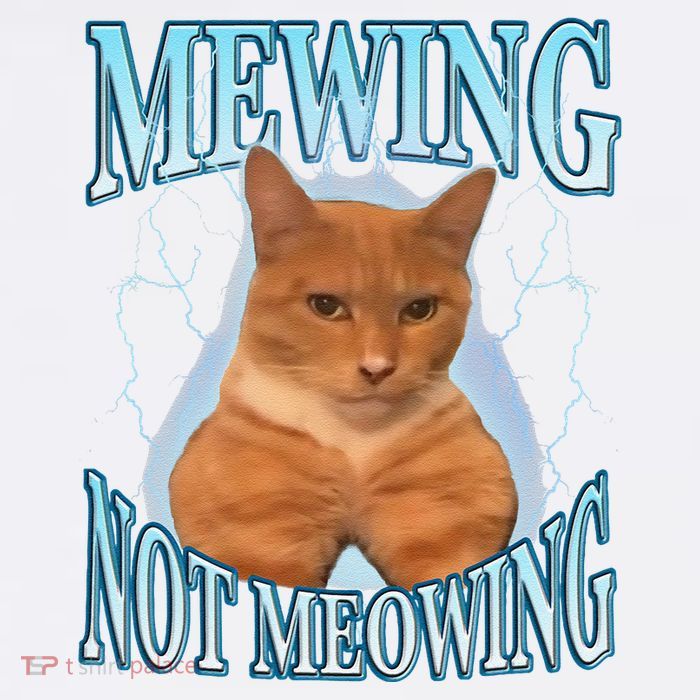 Funny Cat Meme Mewing Looksmax Meowing Cat Trend Poster