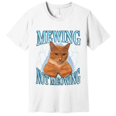 Funny Cat Meme Mewing Looksmax Meowing Cat Trend Premium T-Shirt