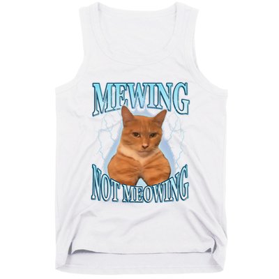 Funny Cat Meme Mewing Looksmax Meowing Cat Trend Tank Top