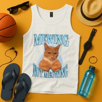 Funny Cat Meme Mewing Looksmax Meowing Cat Trend Tank Top