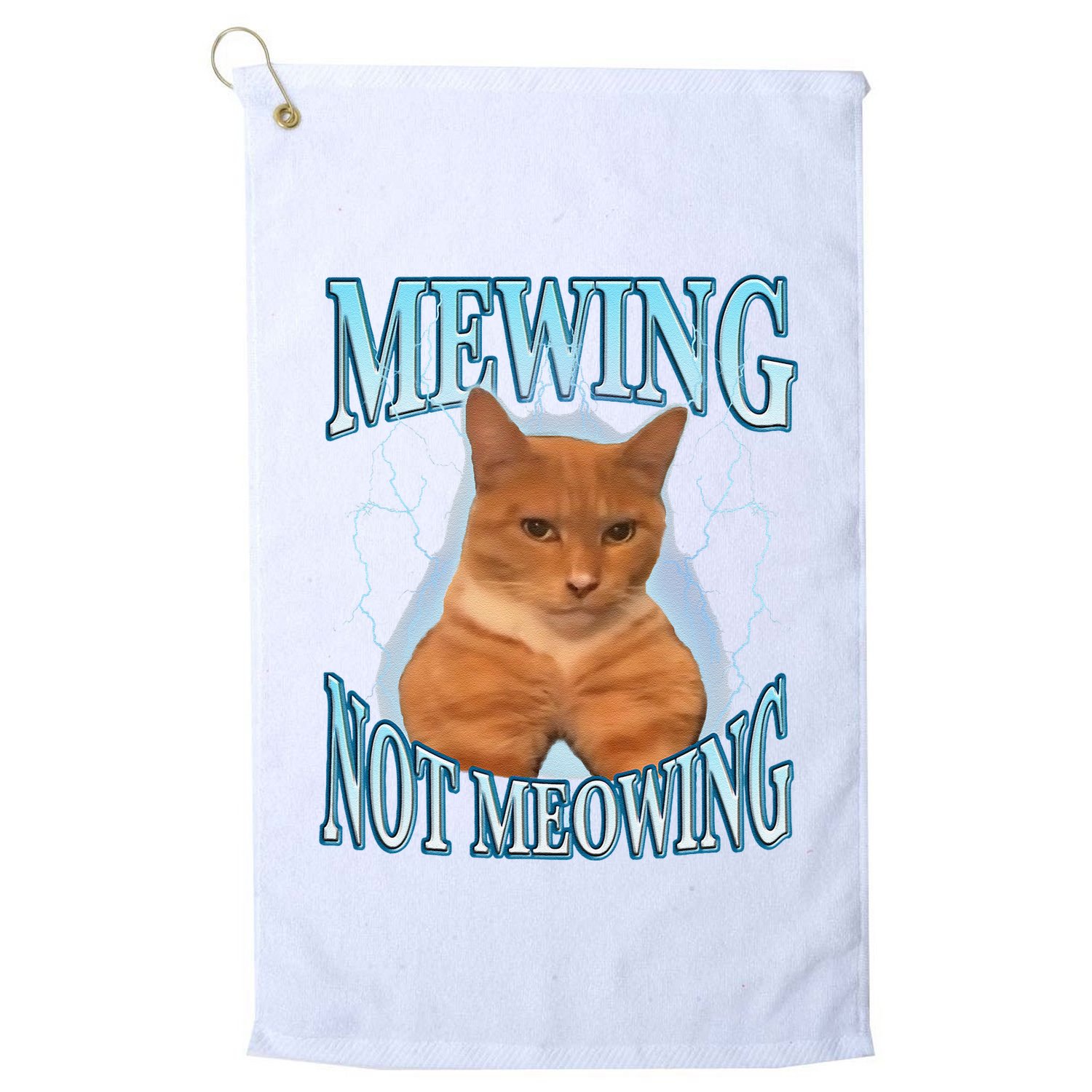 Funny Cat Meme Mewing Looksmax Meowing Cat Trend Golf Towel