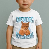 Funny Cat Meme Mewing Looksmax Meowing Cat Trend Toddler T-Shirt