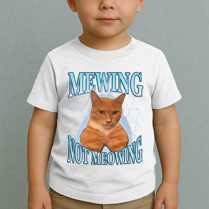 Funny Cat Meme Mewing Looksmax Meowing Cat Trend Toddler T-Shirt