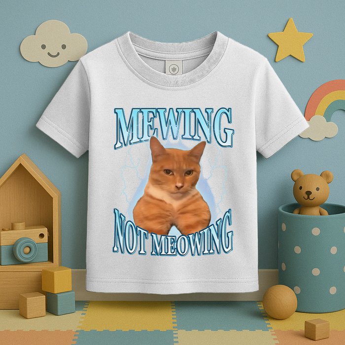 Funny Cat Meme Mewing Looksmax Meowing Cat Trend Toddler T-Shirt
