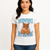Funny Cat Meme Mewing Looksmax Meowing Cat Trend Womens T-Shirt