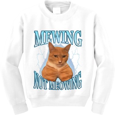 Funny Cat Meme Mewing Looksmax Meowing Cat Trend Kids Sweatshirt