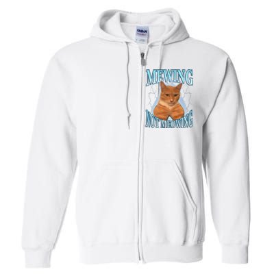 Funny Cat Meme Mewing Looksmax Meowing Cat Trend Full Zip Hoodie