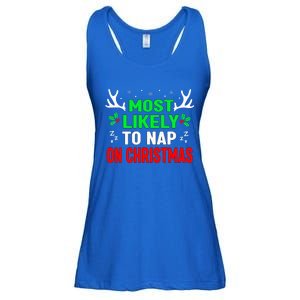 Funny Christmas Most Likely To Nap On Christmas Ladies Essential Flowy Tank