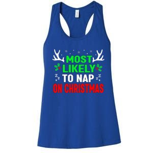 Funny Christmas Most Likely To Nap On Christmas Women's Racerback Tank