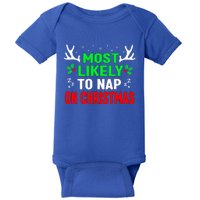 Funny Christmas Most Likely To Nap On Christmas Baby Bodysuit