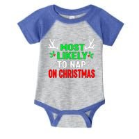 Funny Christmas Most Likely To Nap On Christmas Infant Baby Jersey Bodysuit