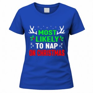 Funny Christmas Most Likely To Nap On Christmas Women's T-Shirt