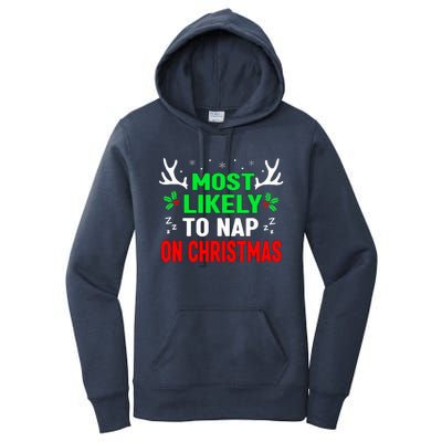 Funny Christmas Most Likely To Nap On Christmas Women's Pullover Hoodie