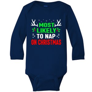 Funny Christmas Most Likely To Nap On Christmas Baby Long Sleeve Bodysuit