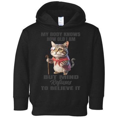 Funny Cat My Body Knows How Old I Am But Mind Refuses Toddler Hoodie