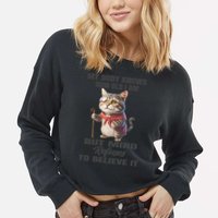 Funny Cat My Body Knows How Old I Am But Mind Refuses Cropped Pullover Crew