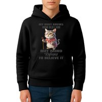 Funny Cat My Body Knows How Old I Am But Mind Refuses Kids Hoodie
