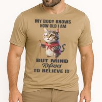 Funny Cat My Body Knows How Old I Am But Mind Refuses Cooling Performance Crew T-Shirt