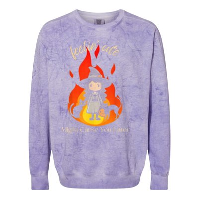 Feeling Cute Might Curse You Later Cute Witch Colorblast Crewneck Sweatshirt