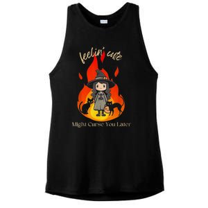 Feeling Cute Might Curse You Later Cute Witch Ladies PosiCharge Tri-Blend Wicking Tank