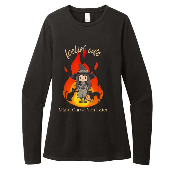 Feeling Cute Might Curse You Later Cute Witch Womens CVC Long Sleeve Shirt