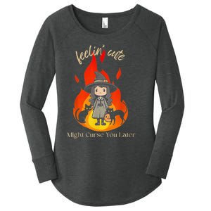 Feeling Cute Might Curse You Later Cute Witch Women's Perfect Tri Tunic Long Sleeve Shirt