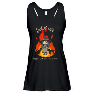 Feeling Cute Might Curse You Later Cute Witch Ladies Essential Flowy Tank