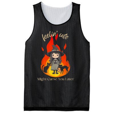 Feeling Cute Might Curse You Later Cute Witch Mesh Reversible Basketball Jersey Tank