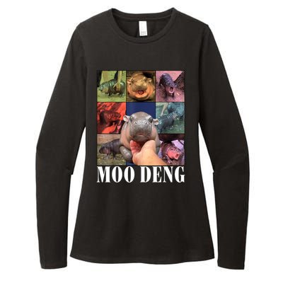 Funny Cute Moodeng Baby Pygmy Hippo Gift Womens CVC Long Sleeve Shirt