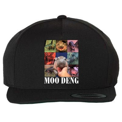 Funny Cute Moodeng Baby Pygmy Hippo Gift Wool Snapback Cap